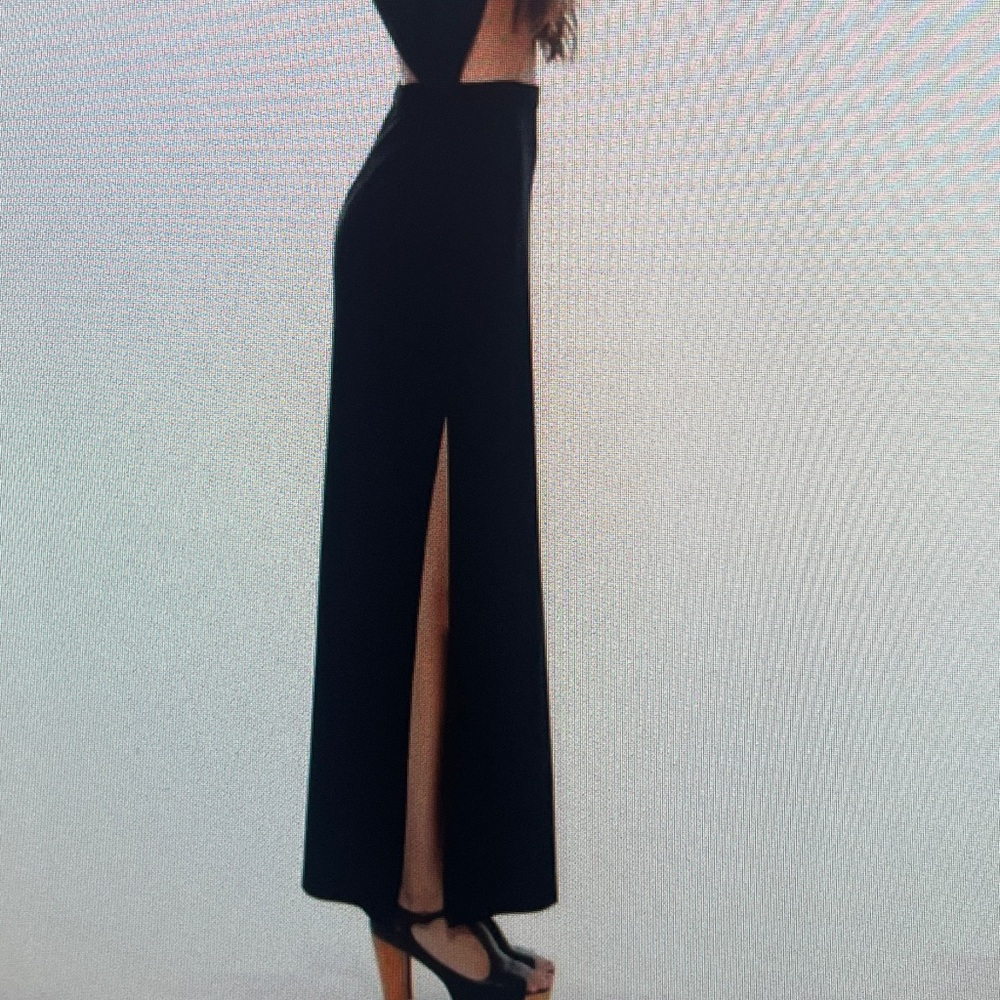 Tadashi Collection Skirt Velvet Long Maxi Straight Black Size‎ Small Side Slits